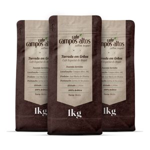 Combo Café em Grãos, 3 pacotes de 1kg