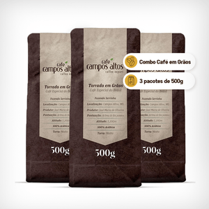 Combo Café em Grãos, 3 pacotes de 500g