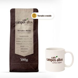 Kit 1 Pacote De Café Torrado E Moído 500g Com Caneca Personalizada