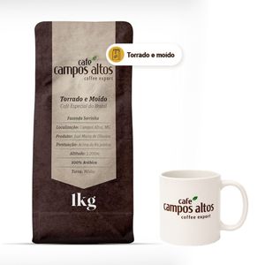 Kit 1 Pacote De Café Torrado E Moído 1kg Com Caneca Personalizada